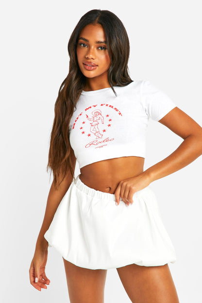 Woven Puff Ball Micro Mini Skirt