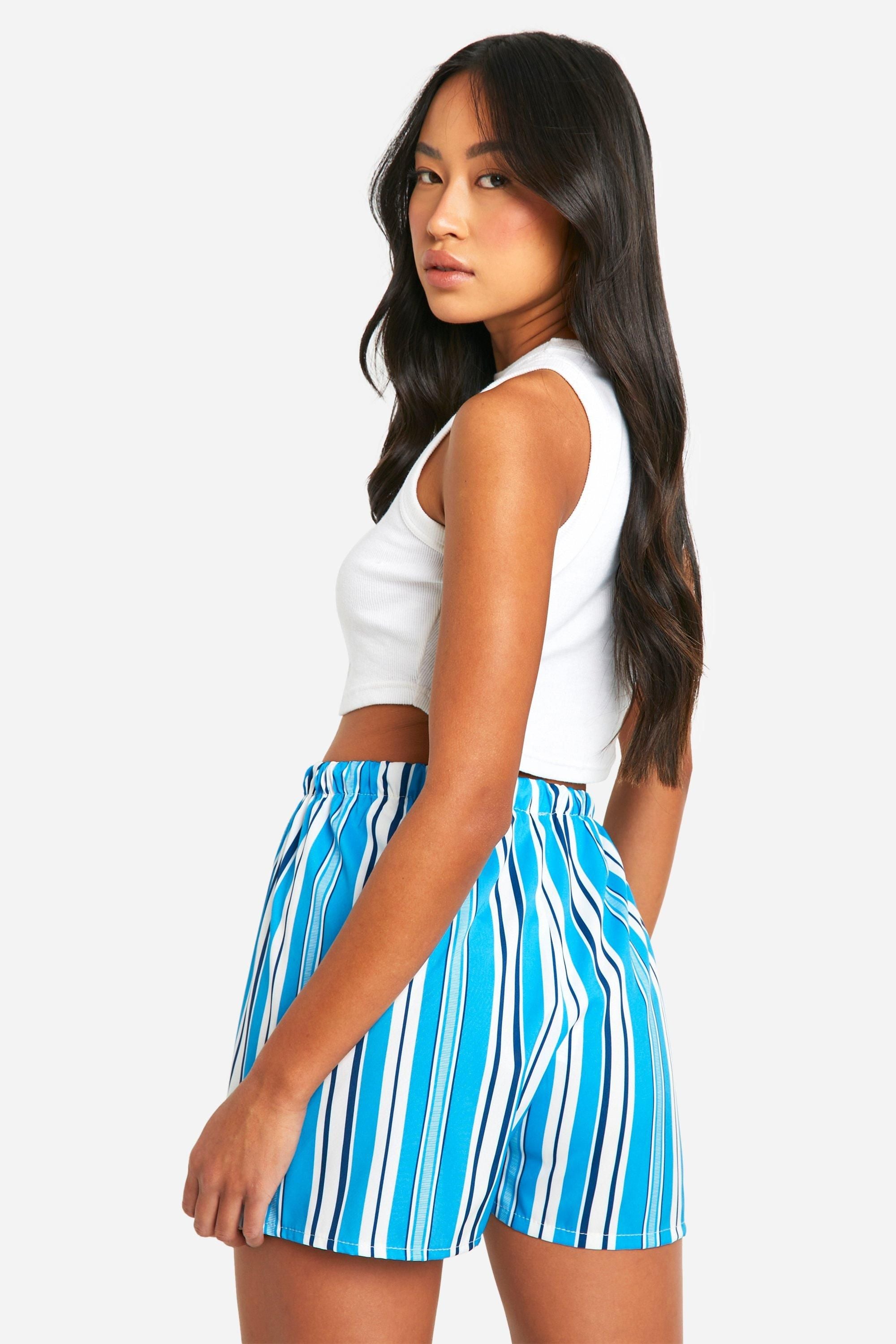 Linen Look Textured Stripe Flippy Short
