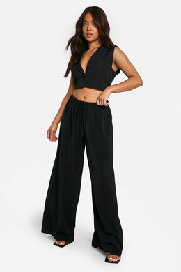 Petite Woven Wide Leg Trousers