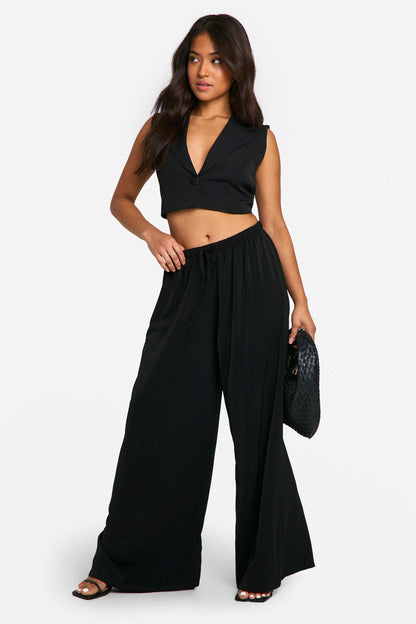 Petite Woven Wide Leg Trousers