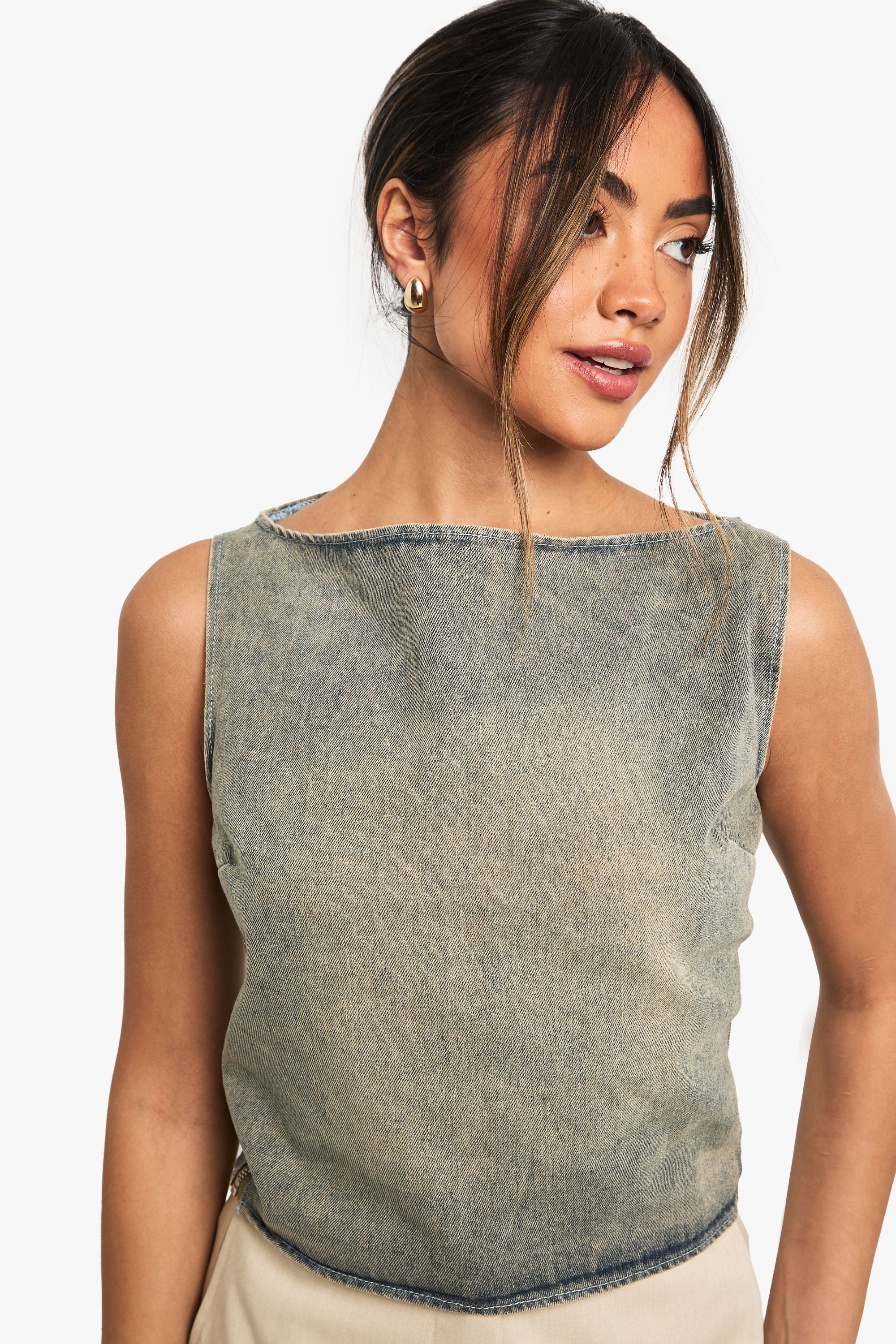 Grey Wash Sleeveless Top