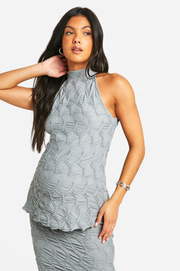 Maternity Textured Jacquard High Neck Racer Top
