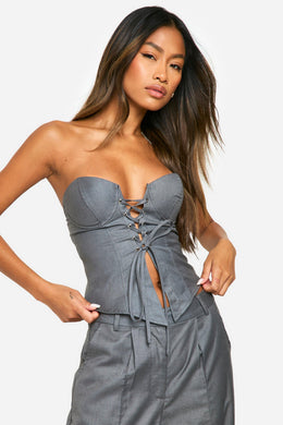 Lace Up Detail Bandeau Corset Top