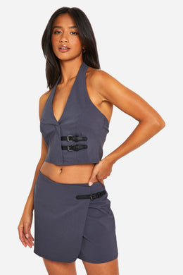 Petite Belted Mini Skirt