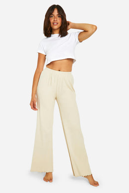 Wide Leg Rib Lounge Trouser