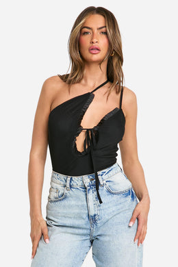 Mesh Cut Out Asymmetric Cami