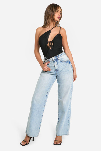 Mesh Cut Out Asymmetric Cami