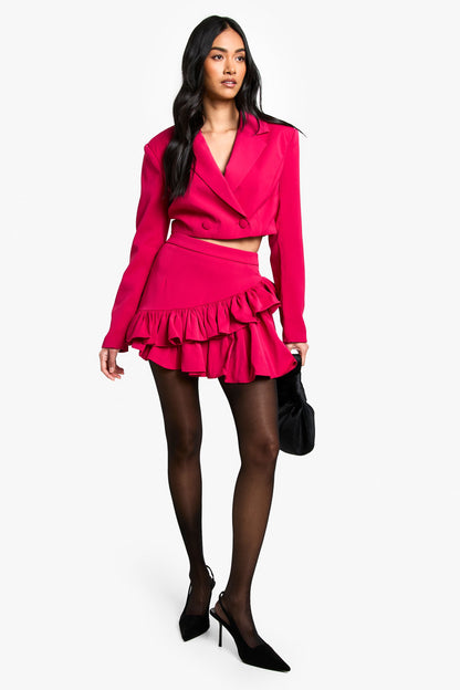 Double Ruffle High Thigh Mini Skirt