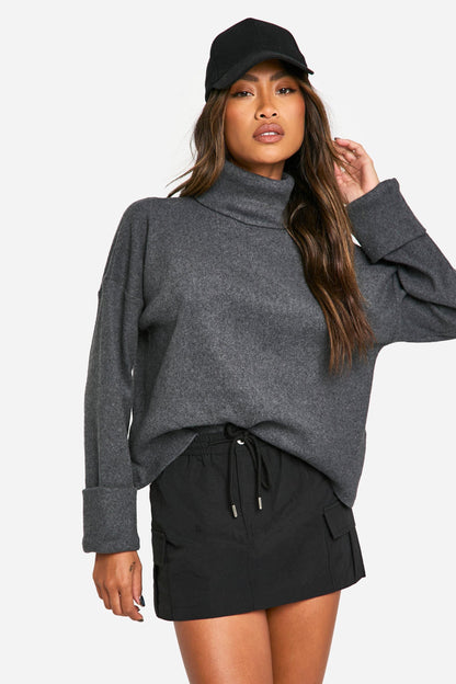 Brushed Rib Oversized Wide Sleeve Top
