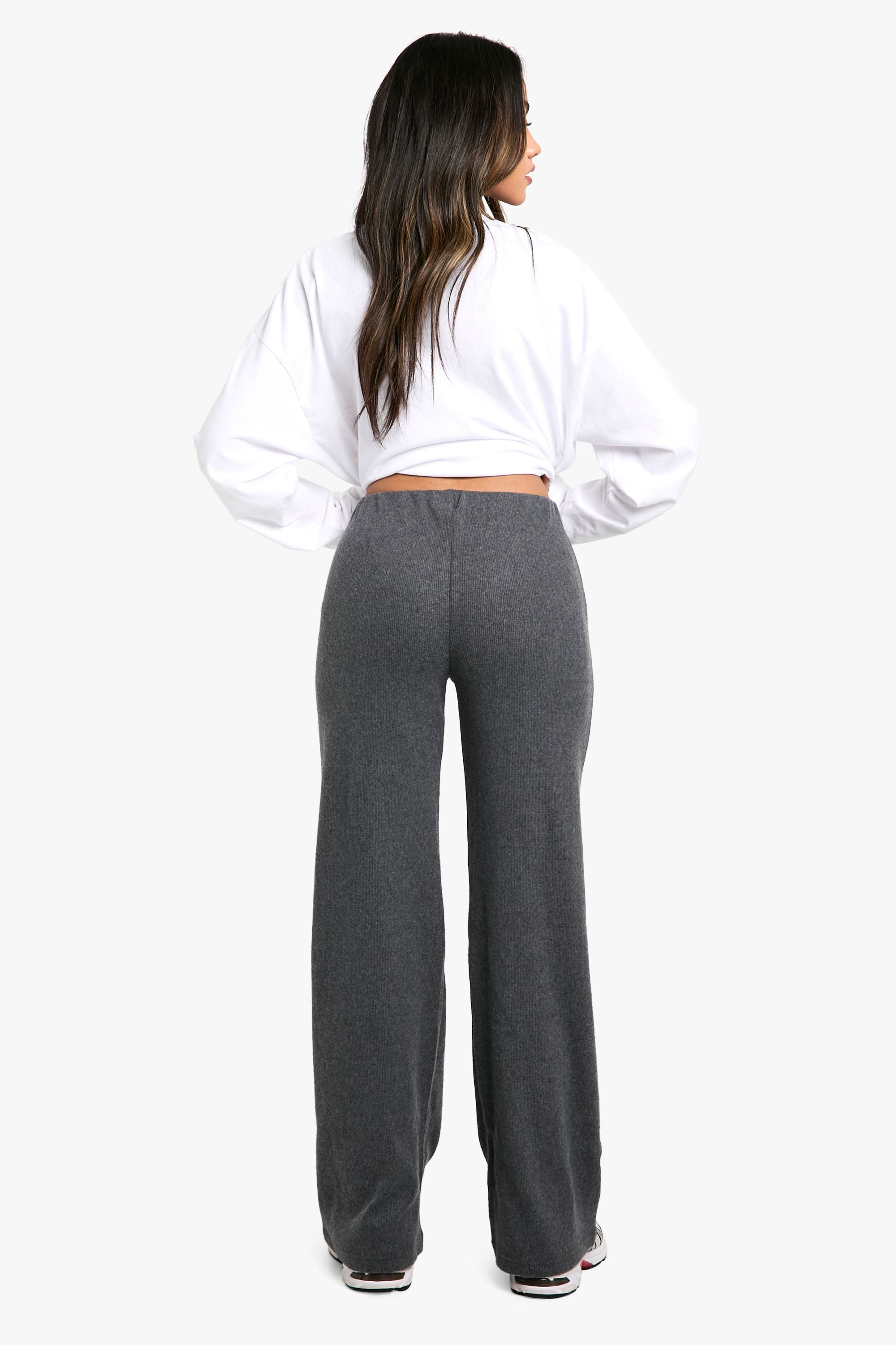 Brushed Rib Wide Leg Trousers