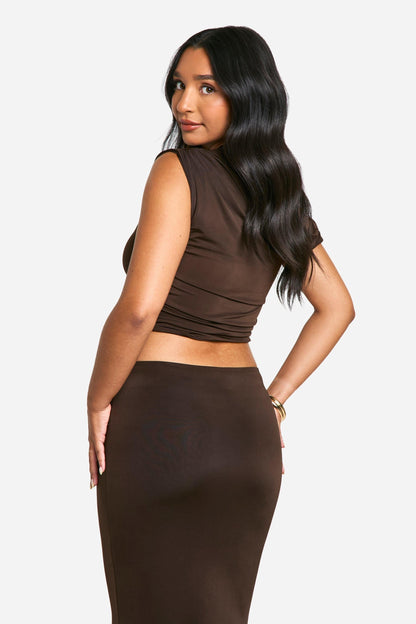 Emily Shak Maternity Slinky  Ruched Off The Shoulder Top