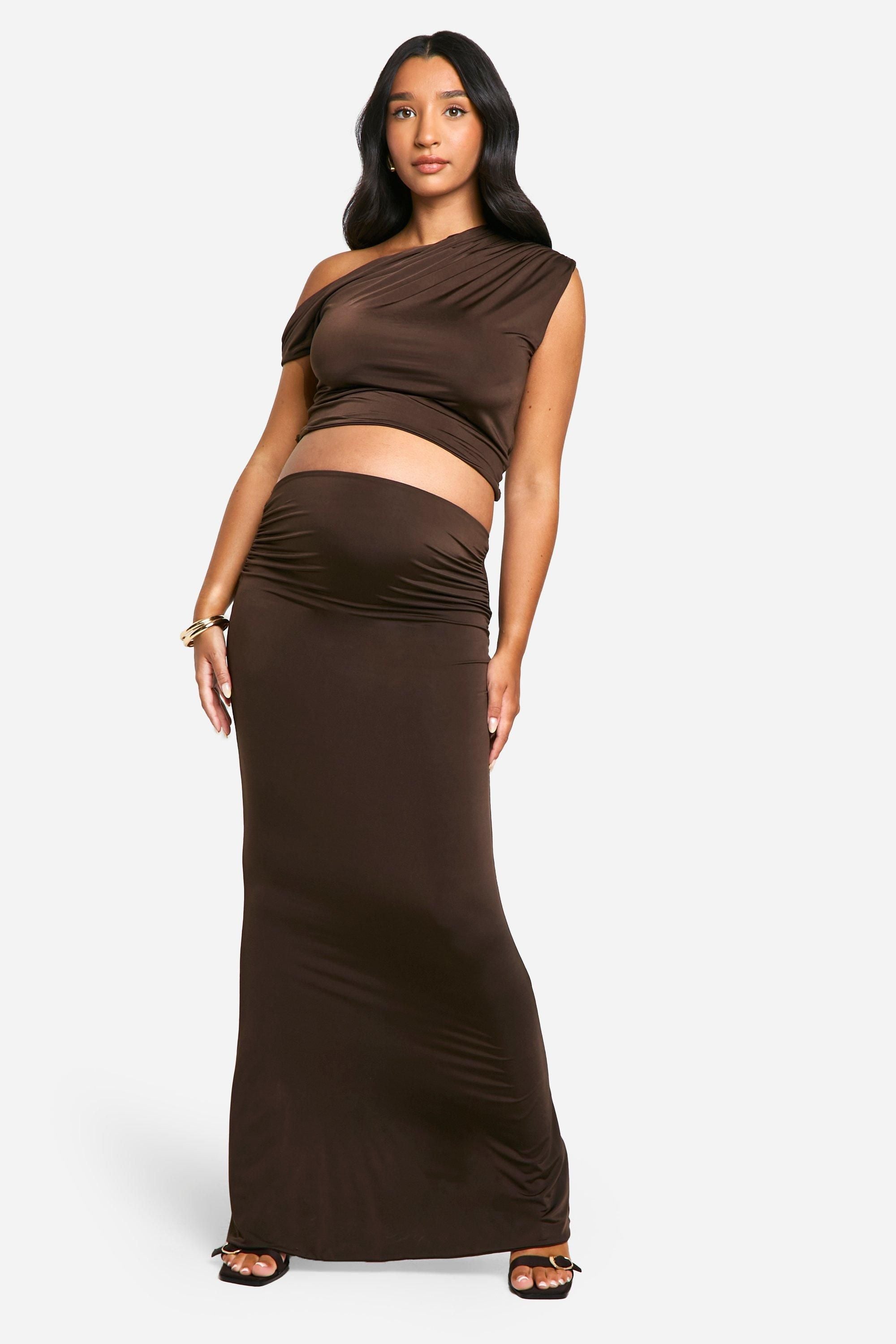 Emily Shak Maternity Slinky  Ruched Off The Shoulder Top