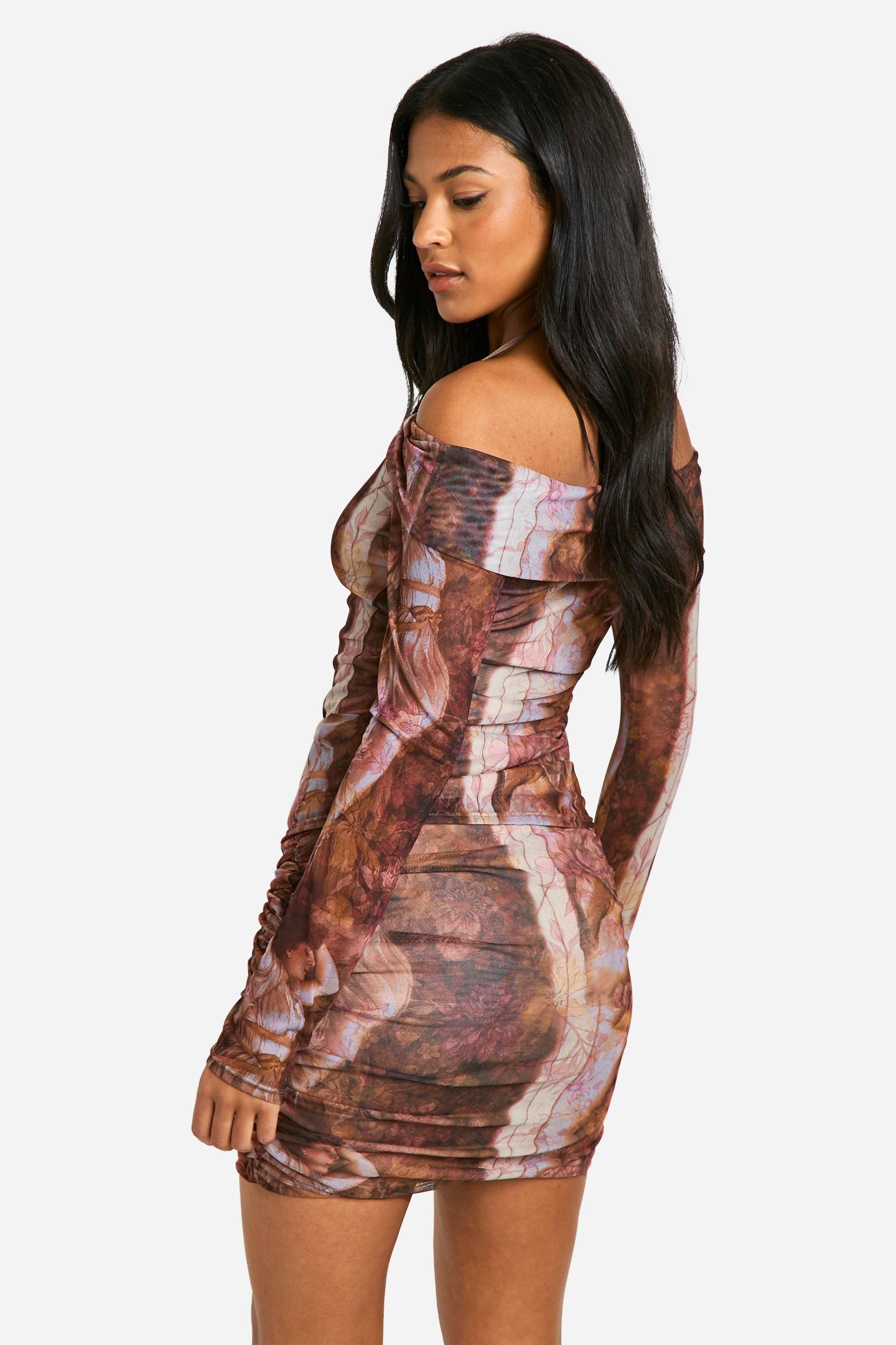 Tall Renaissance Print Ruched Mini Skirt