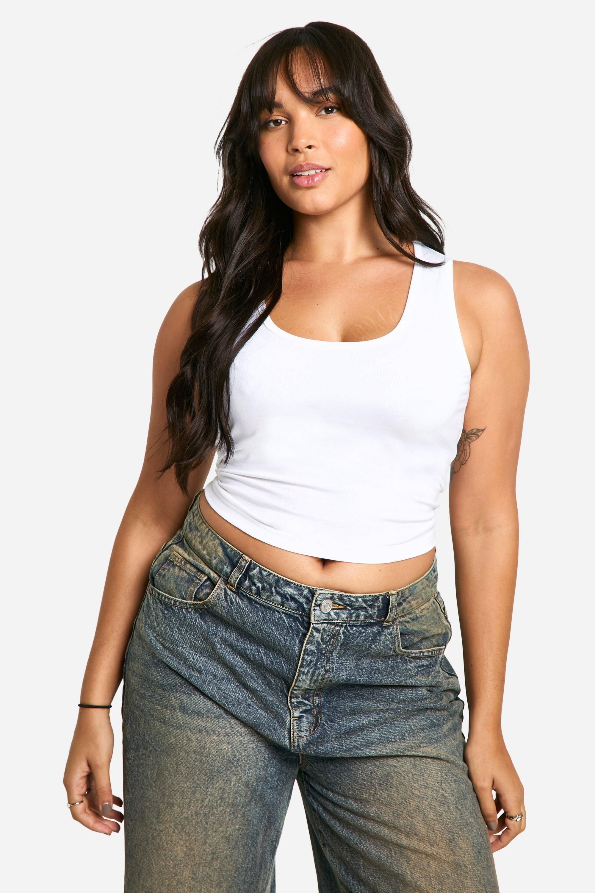 Boohoo Basics Plus Cotton Wide Strap Full Length Vest