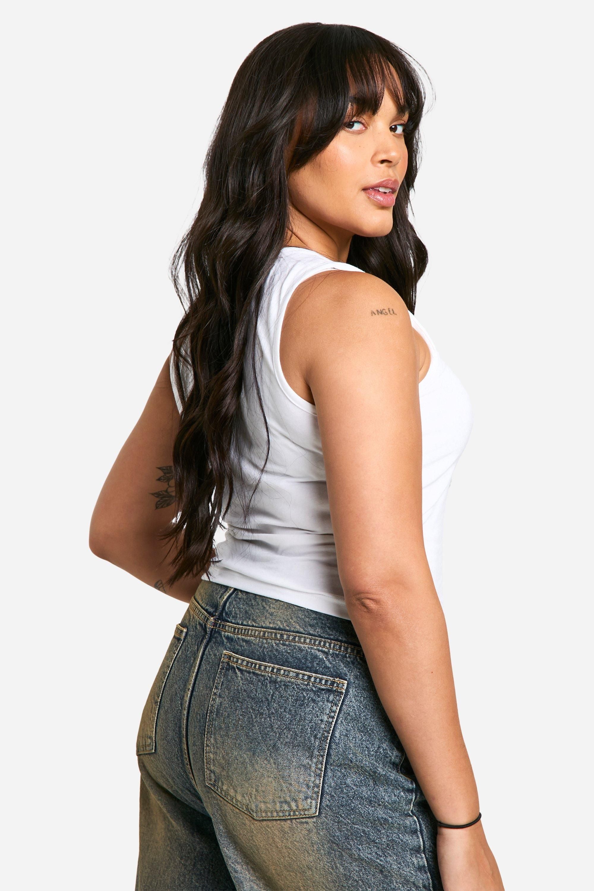 Boohoo Basics Plus Cotton Wide Strap Full Length Vest