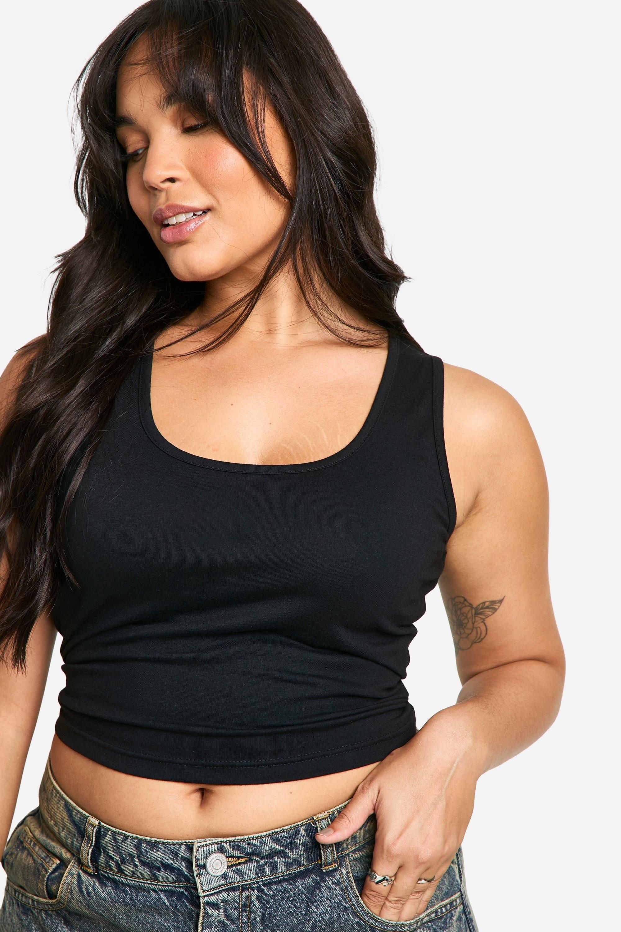 Boohoo Basics Plus Cotton Wide Strap Full Length Vest