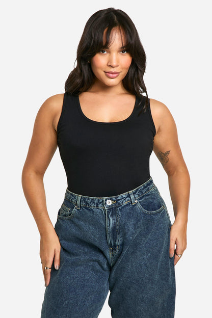 Boohoo Basics Plus Cotton Wide Strap Full Length Vest