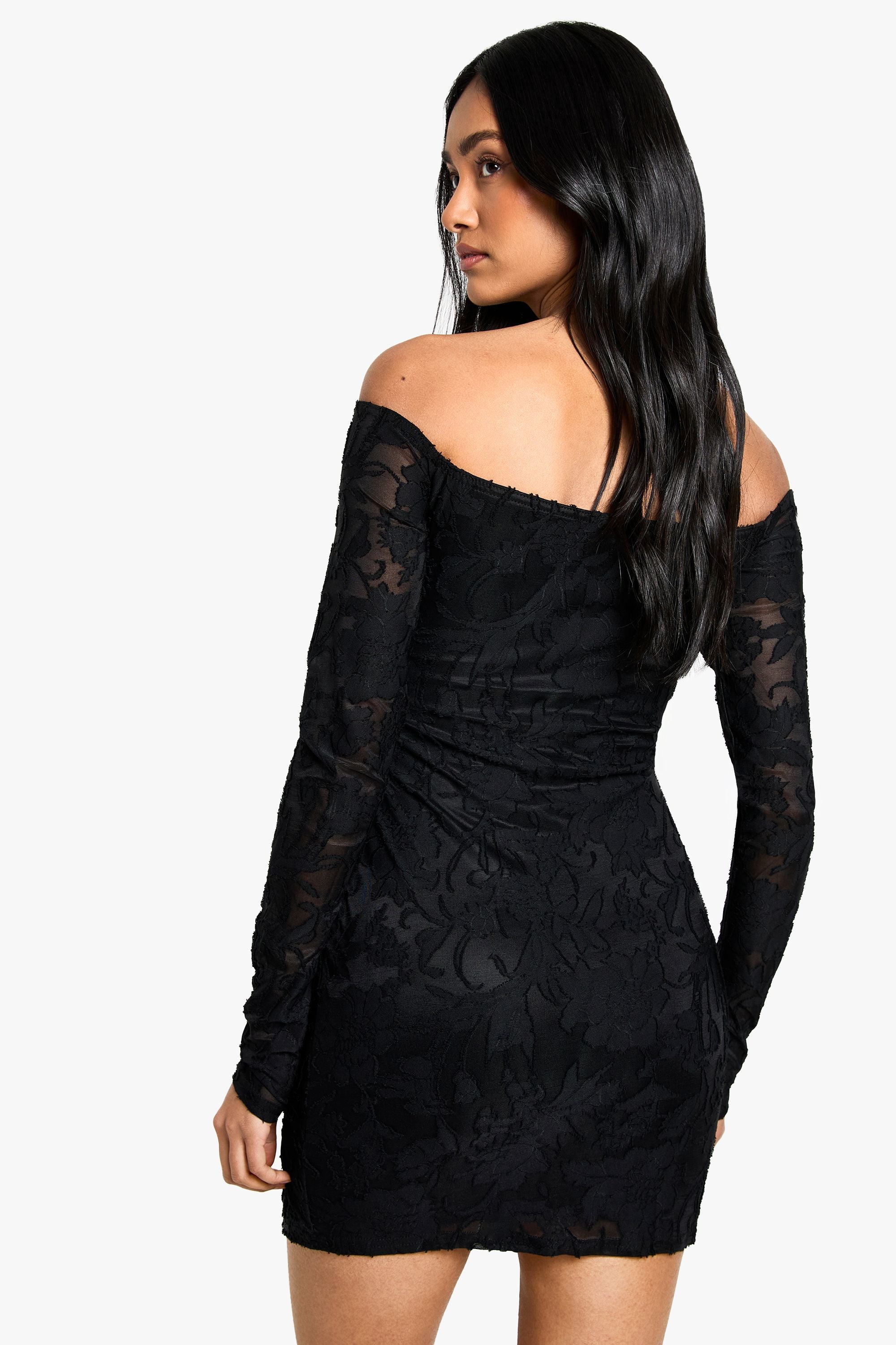 Tall Burnout Bardot Twist Wrap Mini Dress
