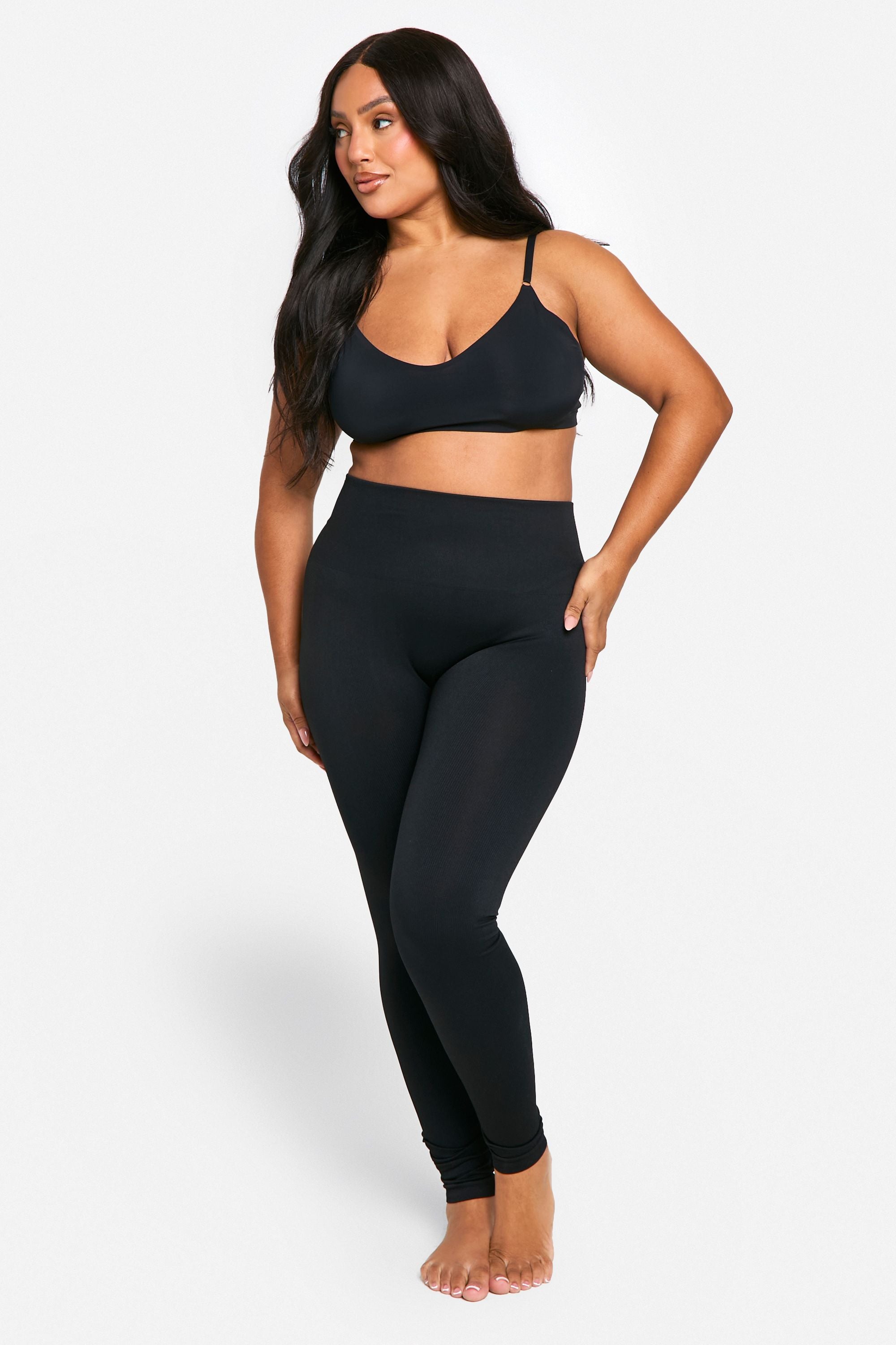Plus Tummy Control Seamless Rib Leggings