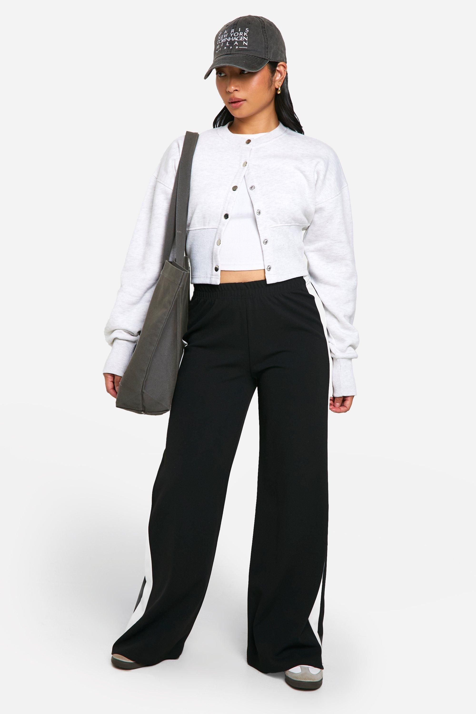 Petite Contrast Stripe Wide Leg Trouser