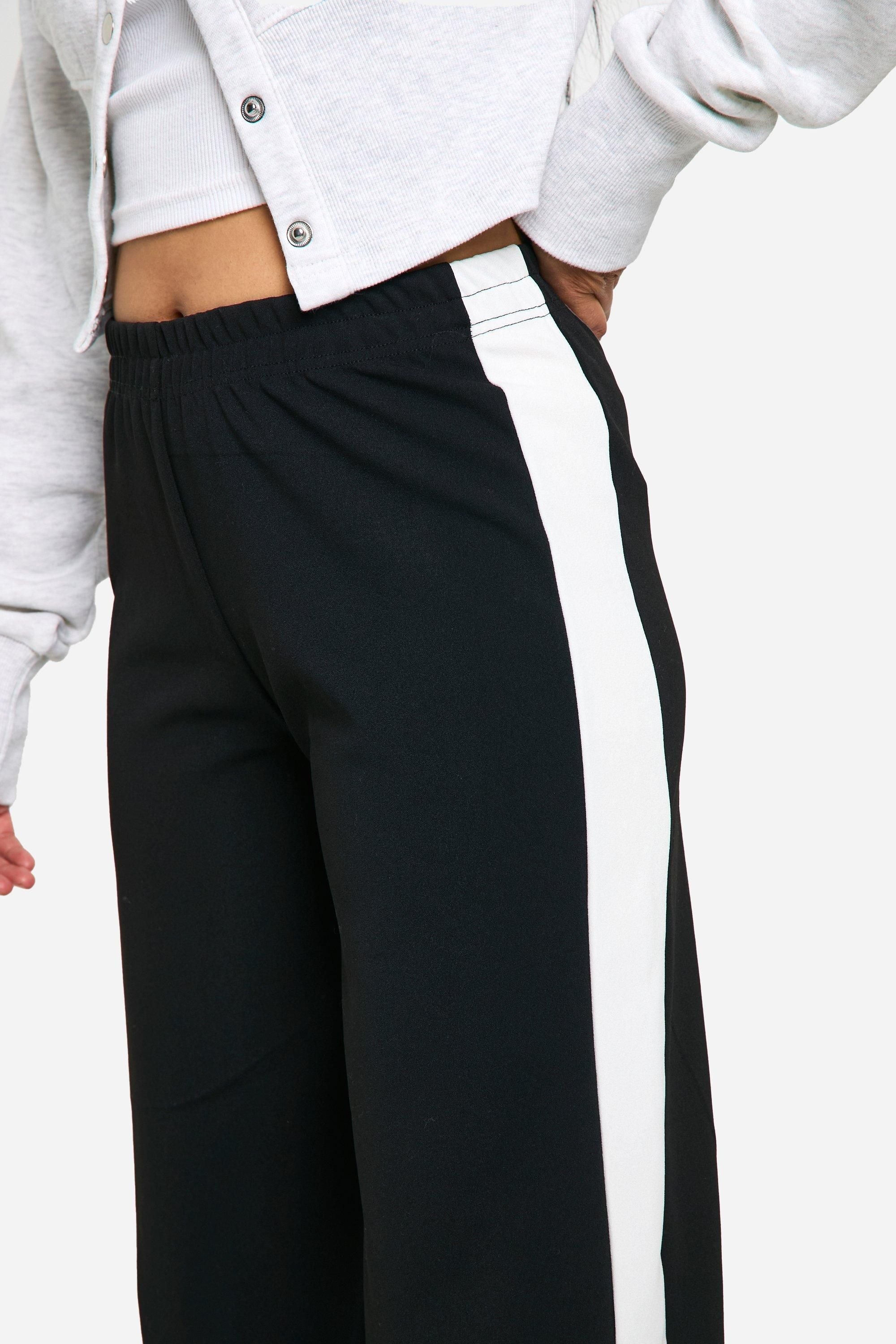 Petite Contrast Stripe Wide Leg Trouser