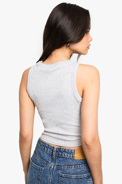 Basic Rib Pointed Hem Racer Neck Vest Top