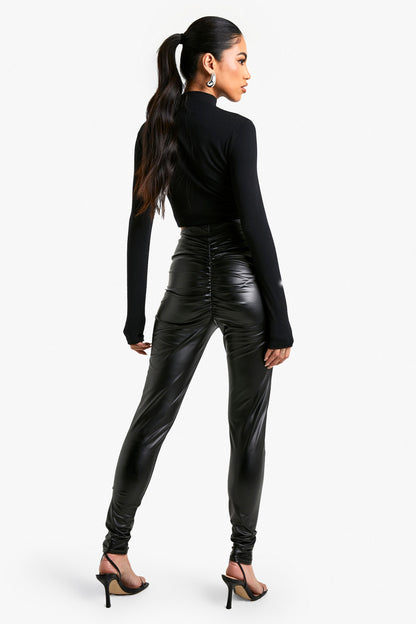 PU Ruched Bum Legging