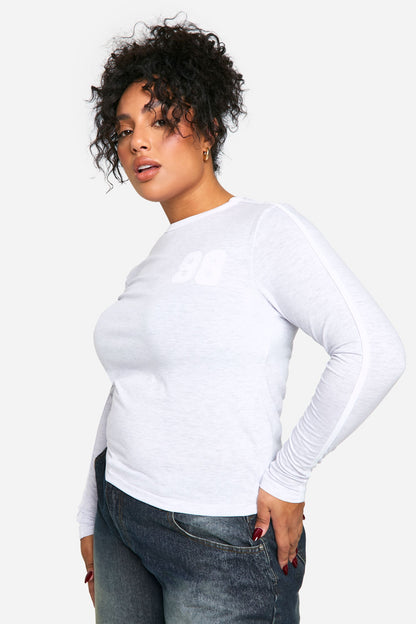 Plus Contrast Ringer Embroidered Fitted Top