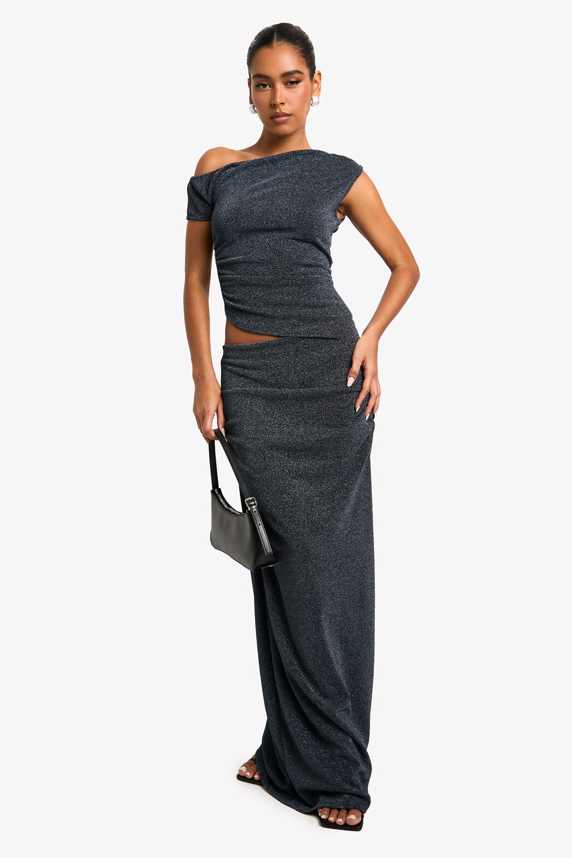 Metallic Knit Maxi Skirt