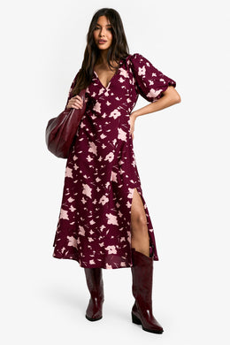 Blur Floral Print Midaxi Dress