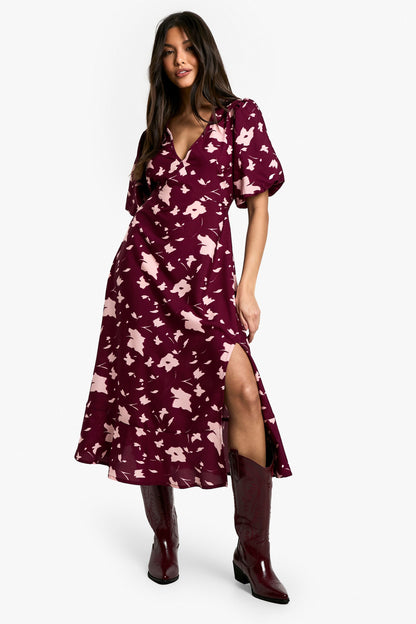 Blur Floral Print Midaxi Dress