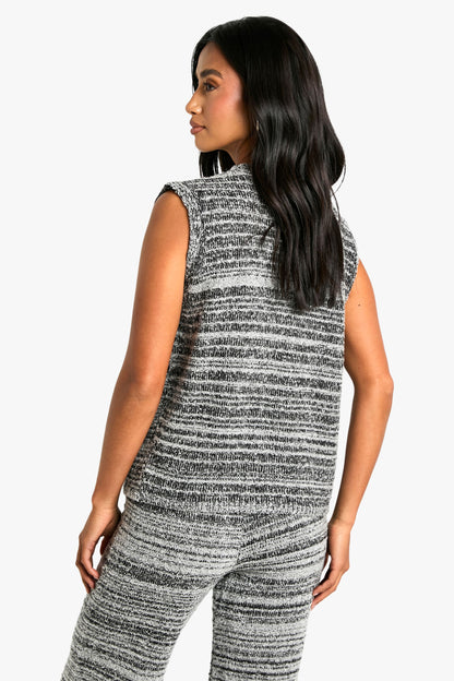 Petite Marl Knitted Tie Front Waistcoat