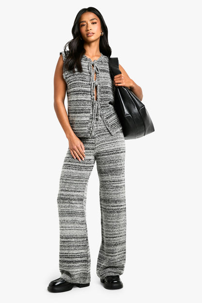 Petite Marl Knitted Tie Front Waistcoat