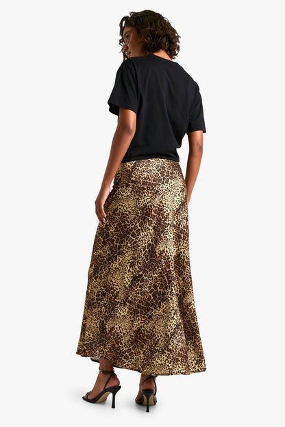 Tall Leopard Satin Midaxi Skirt