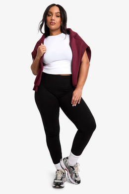 Boohoo Basics Plus High Waisted Deep Waistband Legging