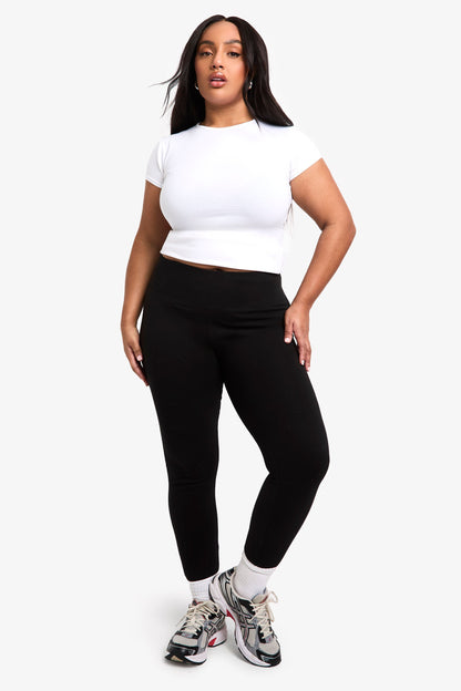 Boohoo Basics Plus High Waisted Deep Waistband Legging