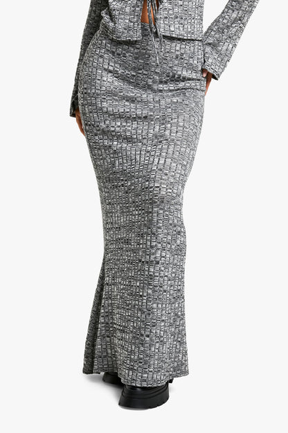 Marl Rib Fishtail Maxi Skirt