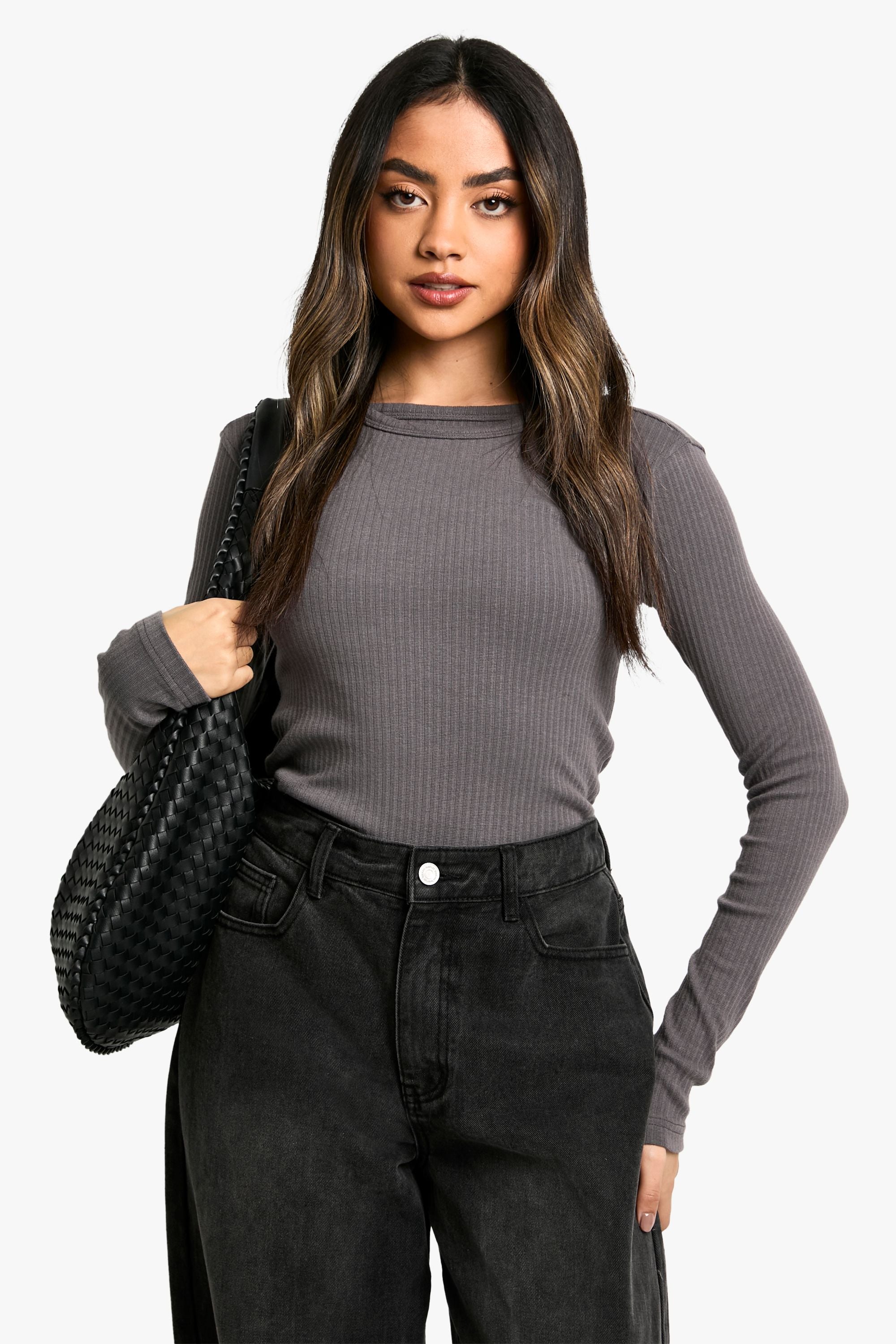 2 Layer Rib Long Sleeve Top