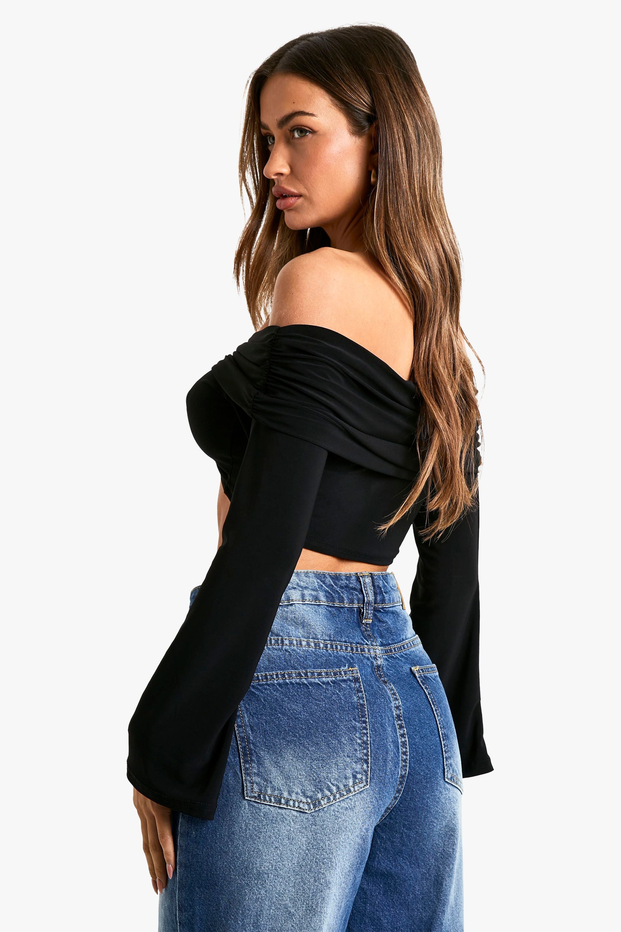 Slinky Bardot Bow Detail Top