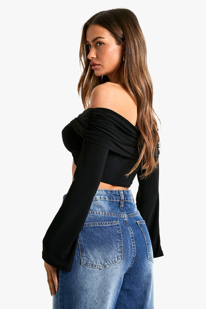 Slinky Bardot Bow Detail Top