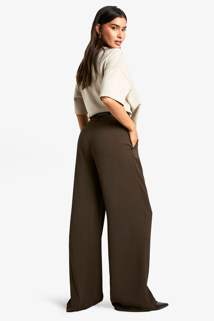Tall Fluid Belted Wide Leg Trousers