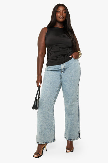 Plus Double Layer Draped Sleeveless Top