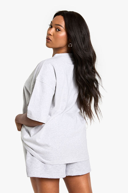 Plus Cotton Oversized V Neck T-Shirt