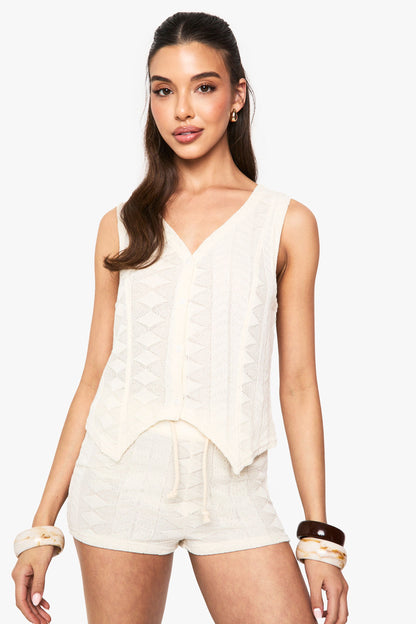 Mix and Match Textured Patterned Knitted Waistcoat