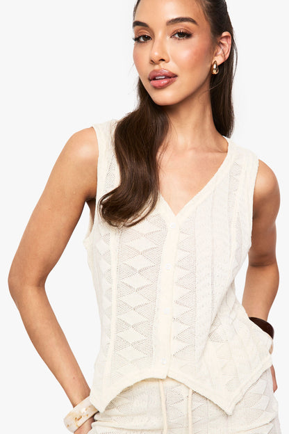Mix and Match Textured Patterned Knitted Waistcoat