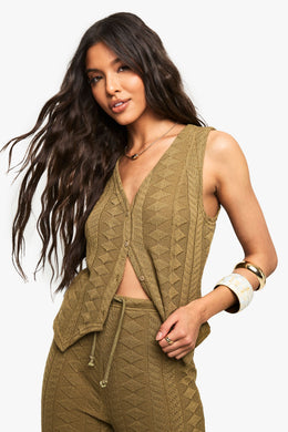 Mix and Match Textured Patterned Knitted Waistcoat