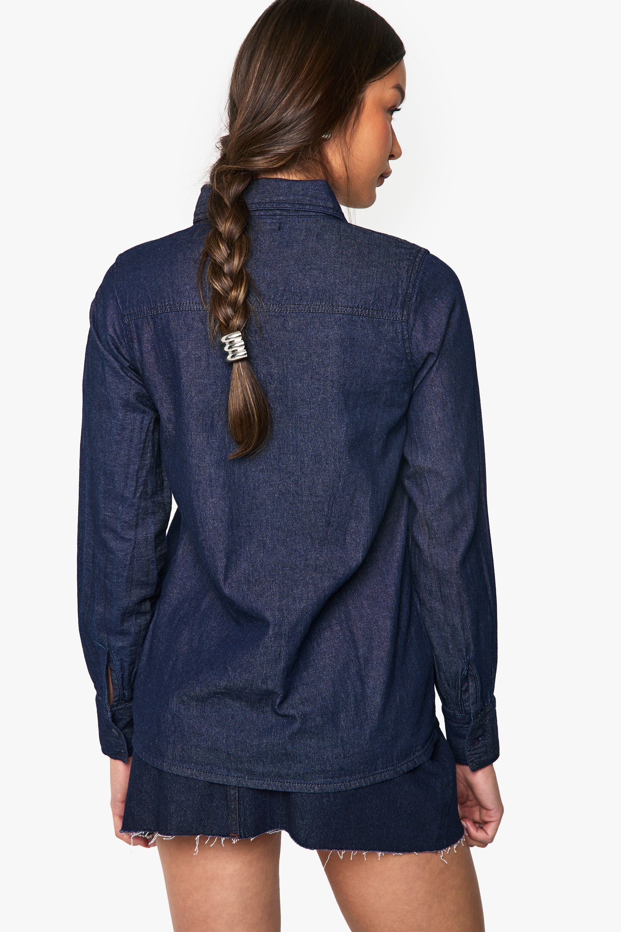 Chambray Denim Long Sleeve Western Shirt