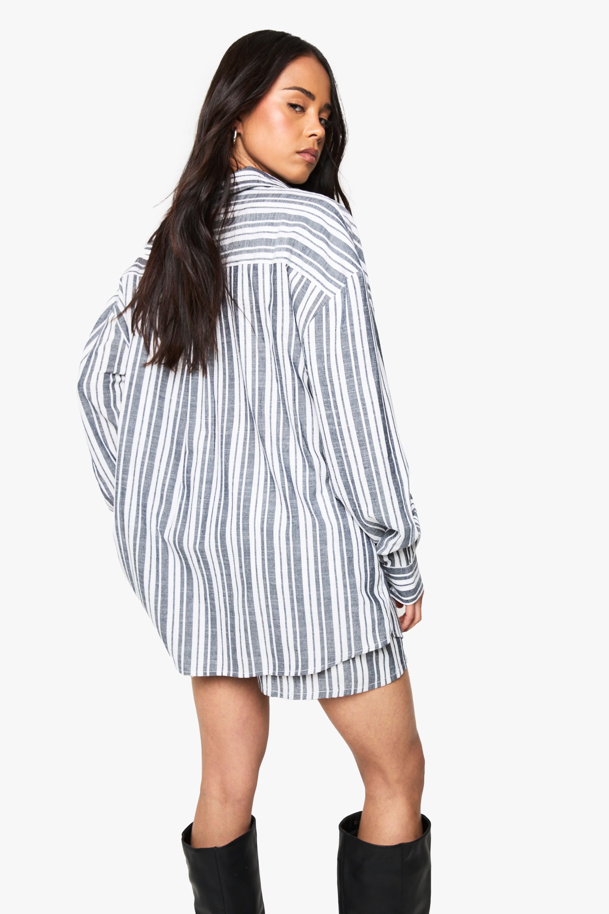 Stripe Long Sleeve Shirt & Shorts Co-ord