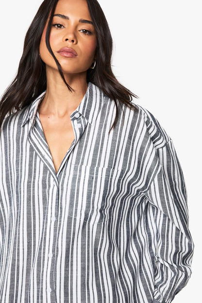 Stripe Long Sleeve Shirt & Shorts Co-ord