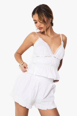 Lace Insert Woven Cami Top